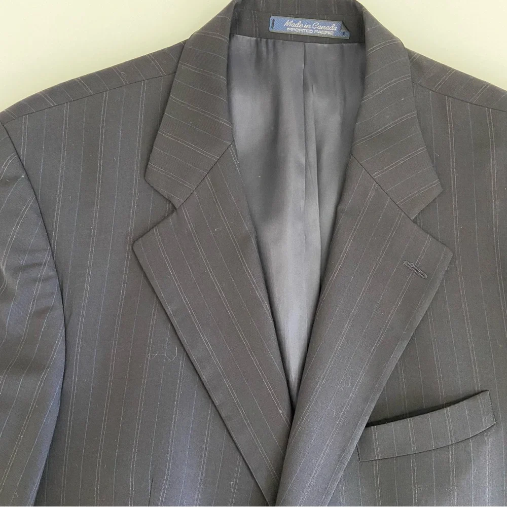 Chaps Ralph‎ Lauren Men's Black 100% Wool Blazer 42 R Blue Pinstrips